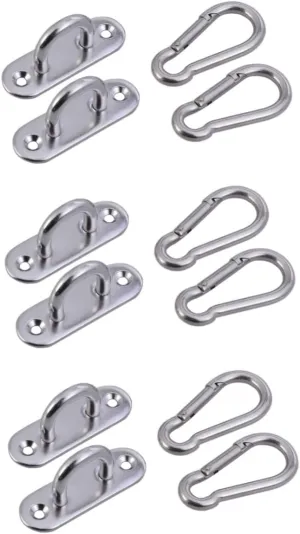 Vaguelly 6 Pcs Wall Anchors Hammock Hooks Marine Hanging Hardware Heavy Duty Clothes Rack U Hook Yoga Heavy Duty Coat Hangers Stainless Carabiner Heavy Duty Carabiner Snap Oval