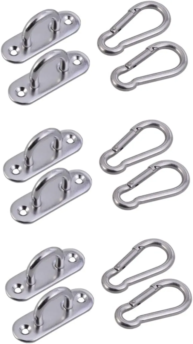 Vaguelly 6 Pcs Wall Anchors Hammock Hooks Marine Hanging Hardware Heavy Duty Clothes Rack U Hook Yoga Heavy Duty Coat Hangers Stainless Carabiner Heavy Duty Carabiner Snap Oval