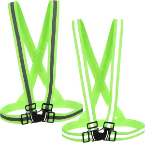 VANZACK 2 Pack Reflective Running Vest Safety Gear for Night High Visibility Vest Shoulder Straps Men's