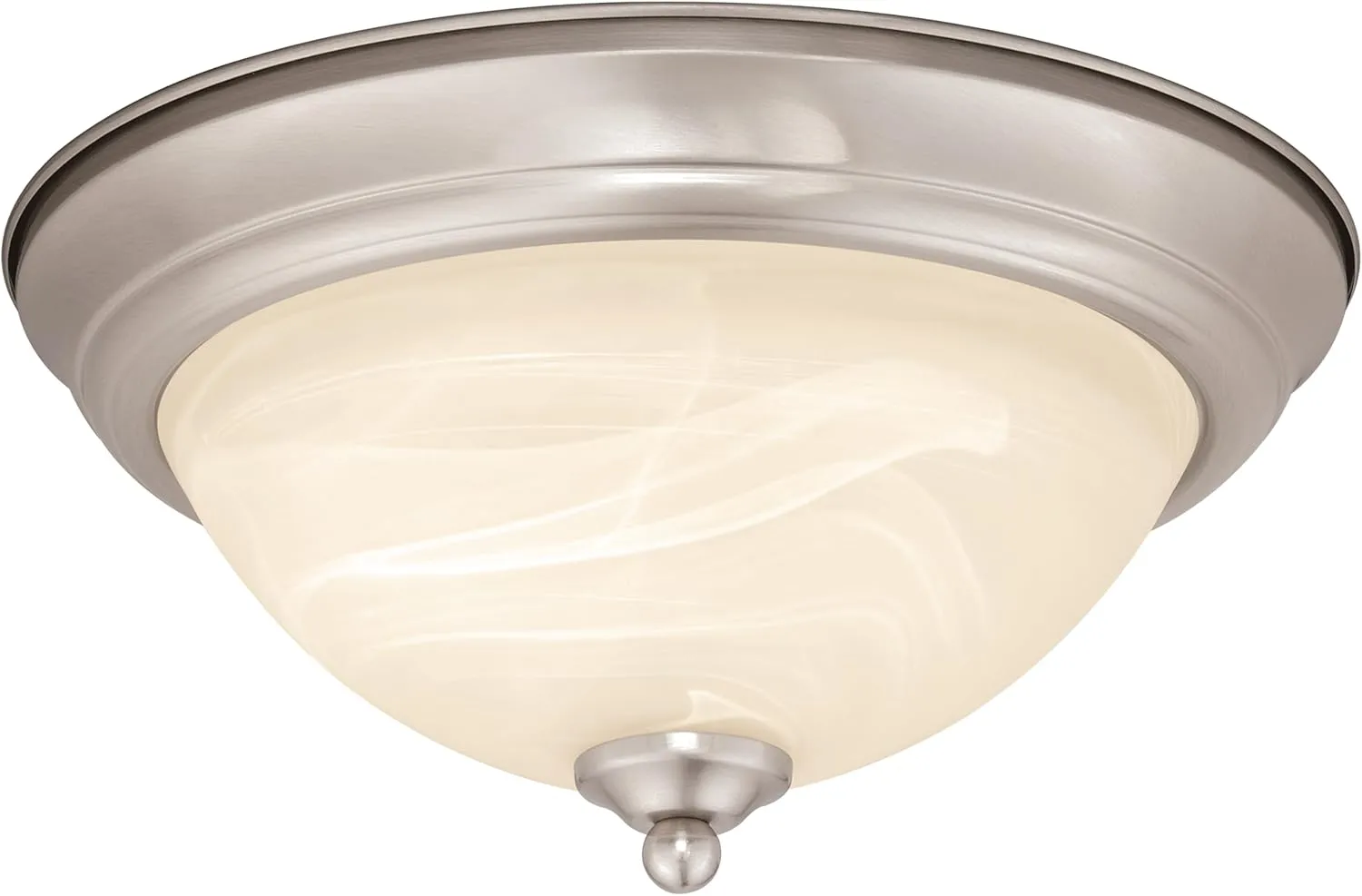 VAXCEL Stevens 2-Pack 13-in W LED Nickel Transitional Flush Mount Ceiling Light Fixture White Alabaster Glass
