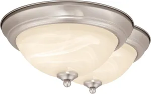 VAXCEL Stevens 2-Pack 13-in W LED Nickel Transitional Flush Mount Ceiling Light Fixture White Alabaster Glass