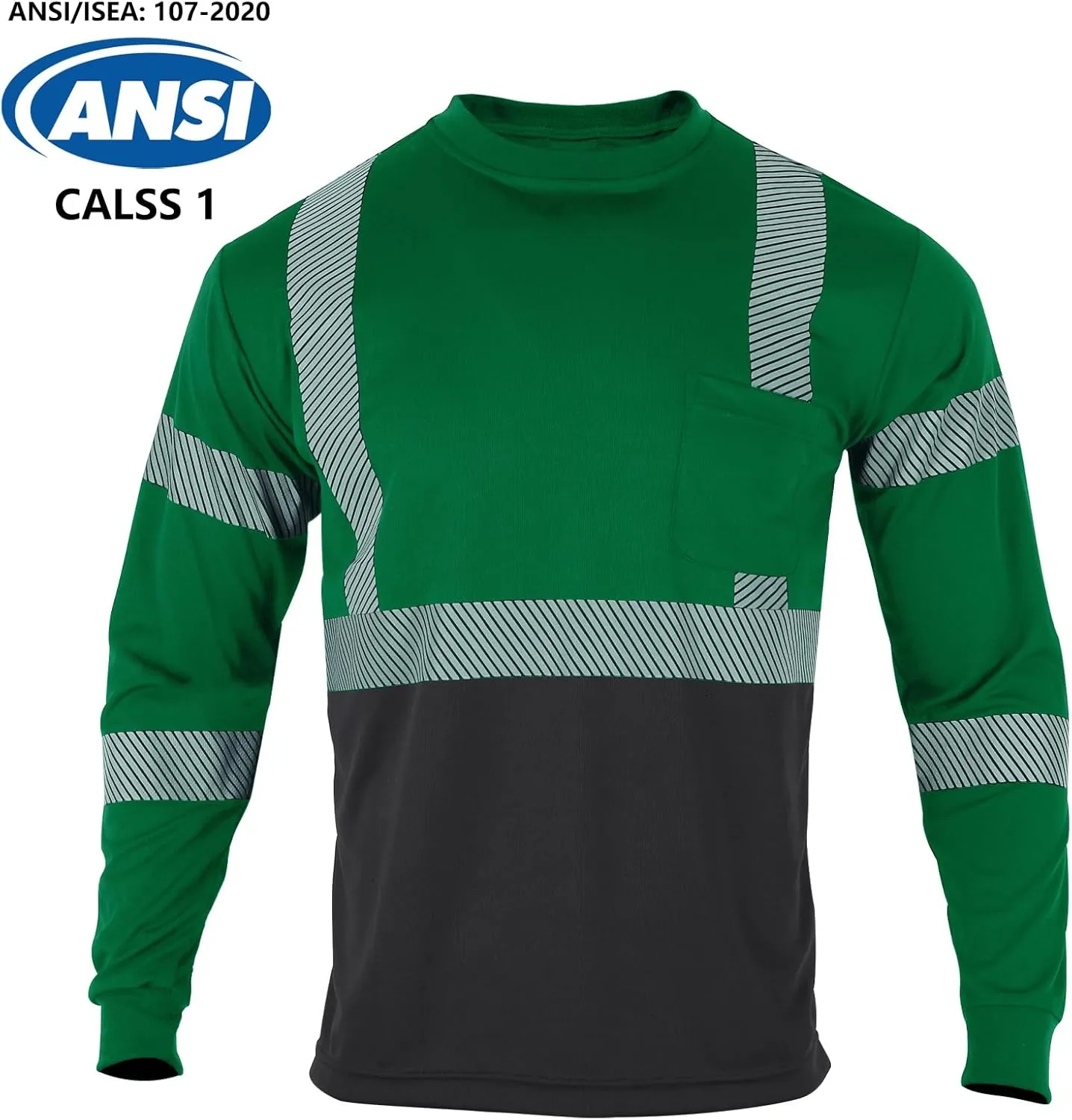 VENDACE Safety Reflective High Visibility Long Sleeve Shirts ANSI Class 3 Hi Vis Construction Work T Shirts for Men