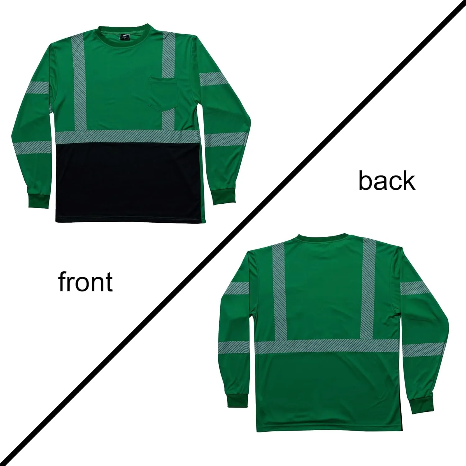 VENDACE Safety Reflective High Visibility Long Sleeve Shirts ANSI Class 3 Hi Vis Construction Work T Shirts for Men