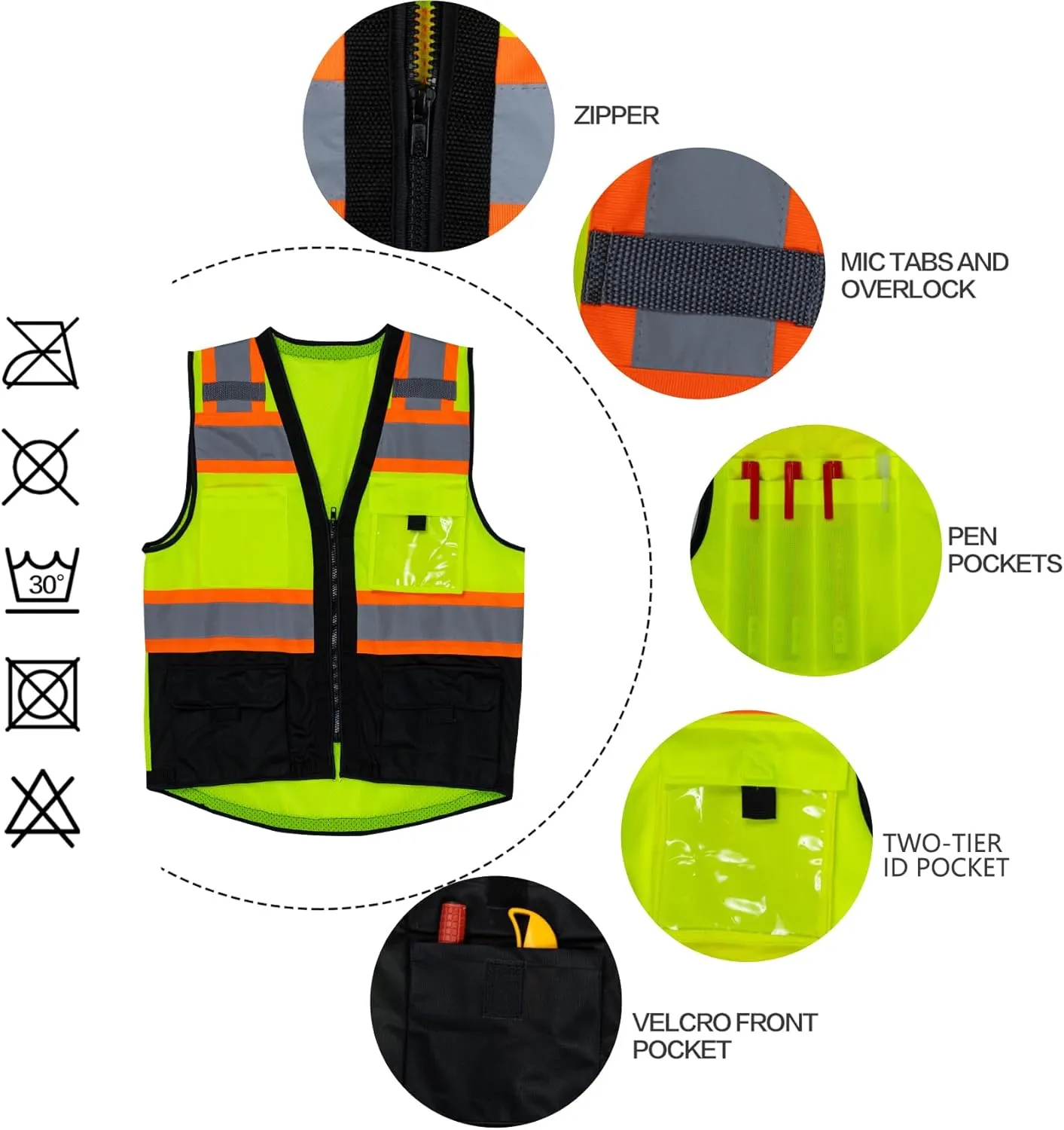 VENDACE Safety Vest Hi Vis Reflective Vest for Men with Pockets ANSI Class 2 High Visibility Construction Work Vest