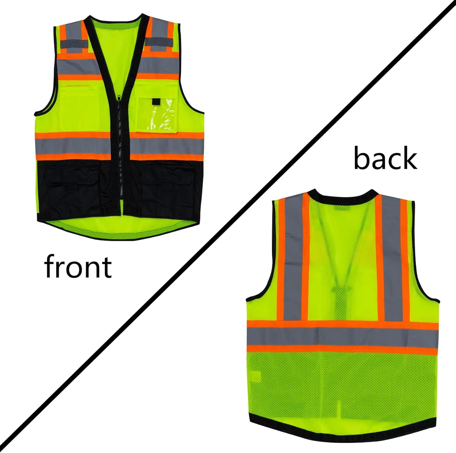 VENDACE Safety Vest Hi Vis Reflective Vest for Men with Pockets ANSI Class 2 High Visibility Construction Work Vest