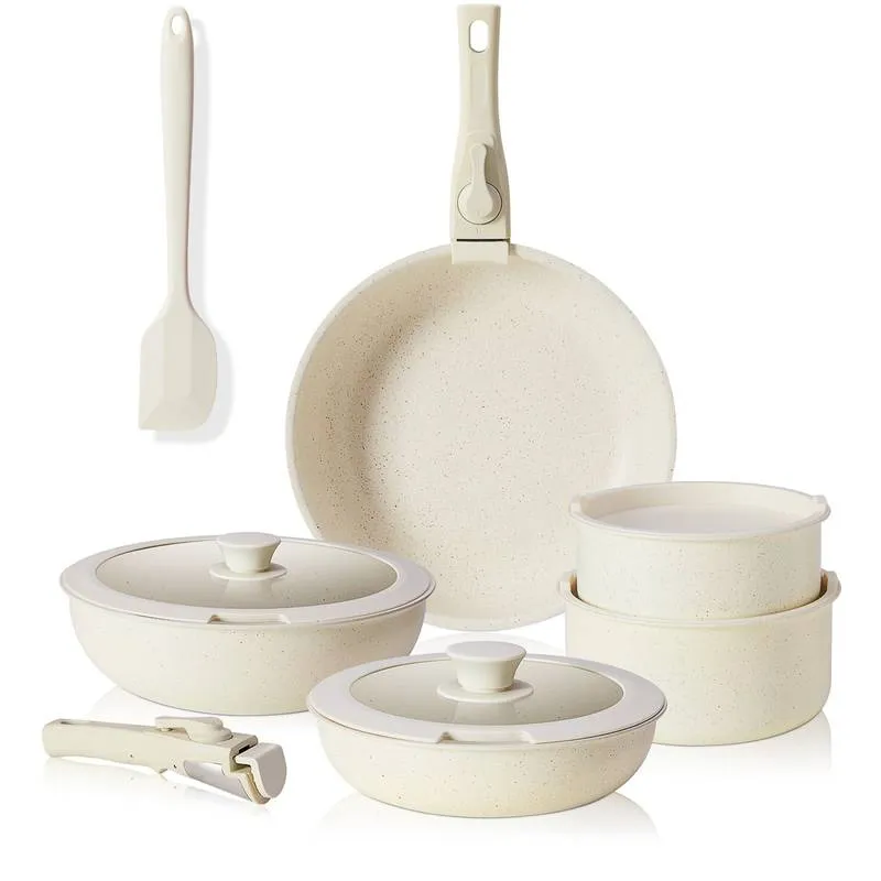 Versatile Nonstick Cookware Set with Detachable Handles