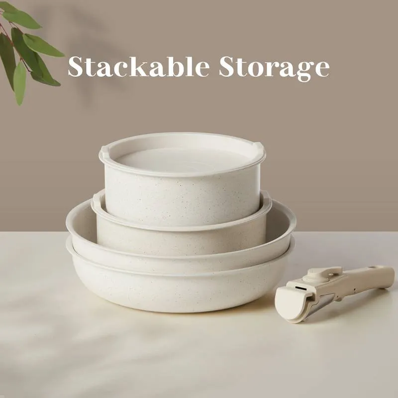 Versatile Nonstick Cookware Set with Detachable Handles