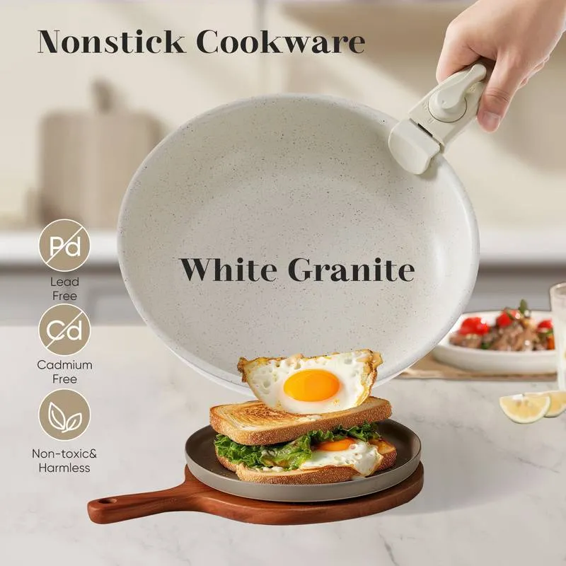 Versatile Nonstick Cookware Set with Detachable Handles