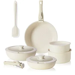 Versatile Nonstick Cookware Set with Detachable Handles