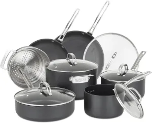 Viking Pots and Pans Set Non Stick, 12 Piece Hard Anodized Kitchen Cookware with Glass Lids, Black