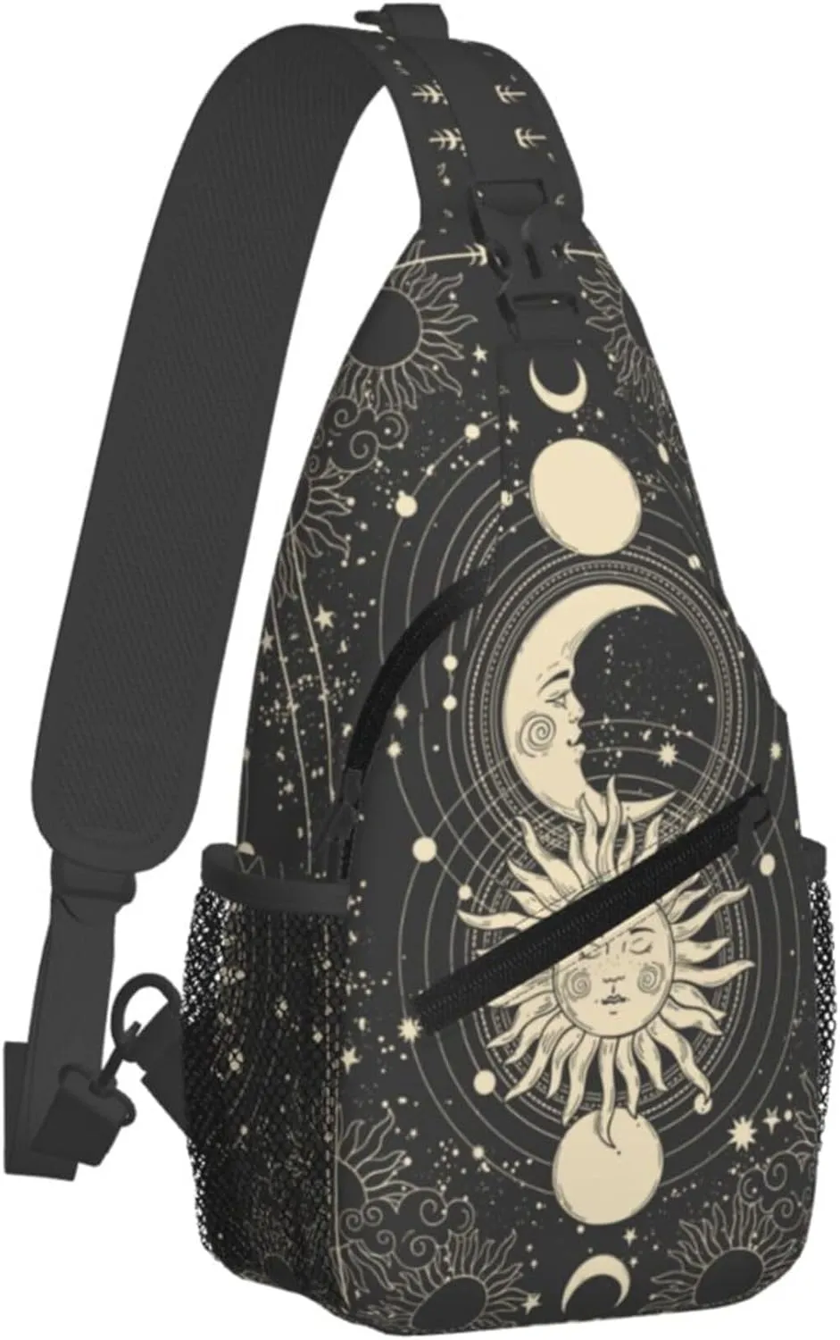 Vintage Sun Moon Stars Small Crossbody Backpack Sling Bag for Men Women Mini One Shoulder Chest Bags Gym Sport Travel Hiking Daypack