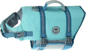 VIVAGLORY Ripstop Dog Life Jacket for Small Medium Large Dogs Boating, Dog Swimming Vest with Enhanced Buoyancy & Visibility, Cyan