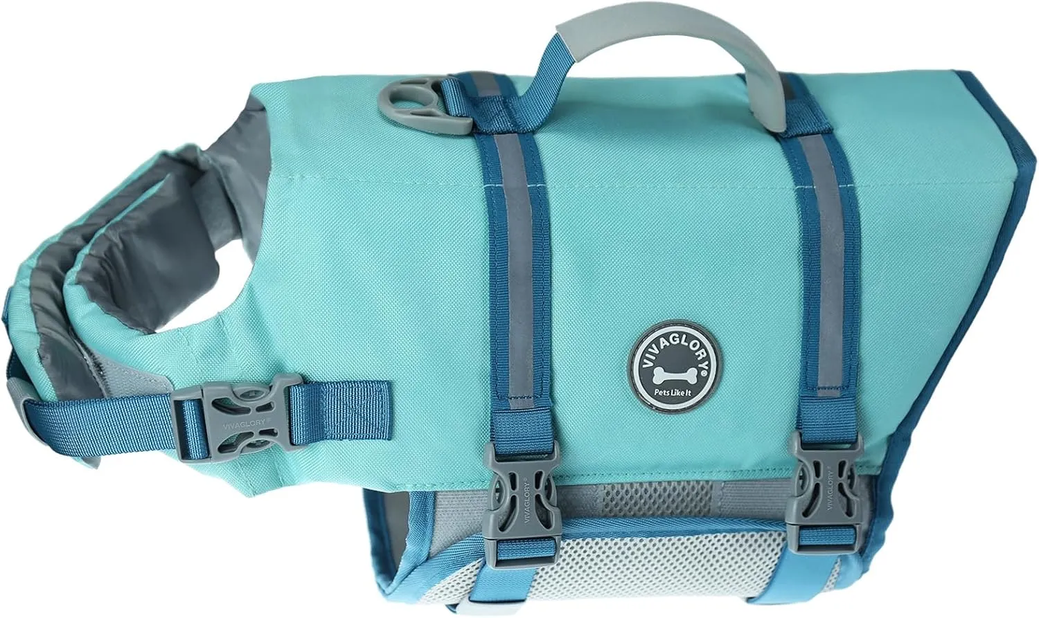 VIVAGLORY Ripstop Dog Life Jacket for Small Medium Large Dogs Boating, Dog Swimming Vest with Enhanced Buoyancy & Visibility, Cyan