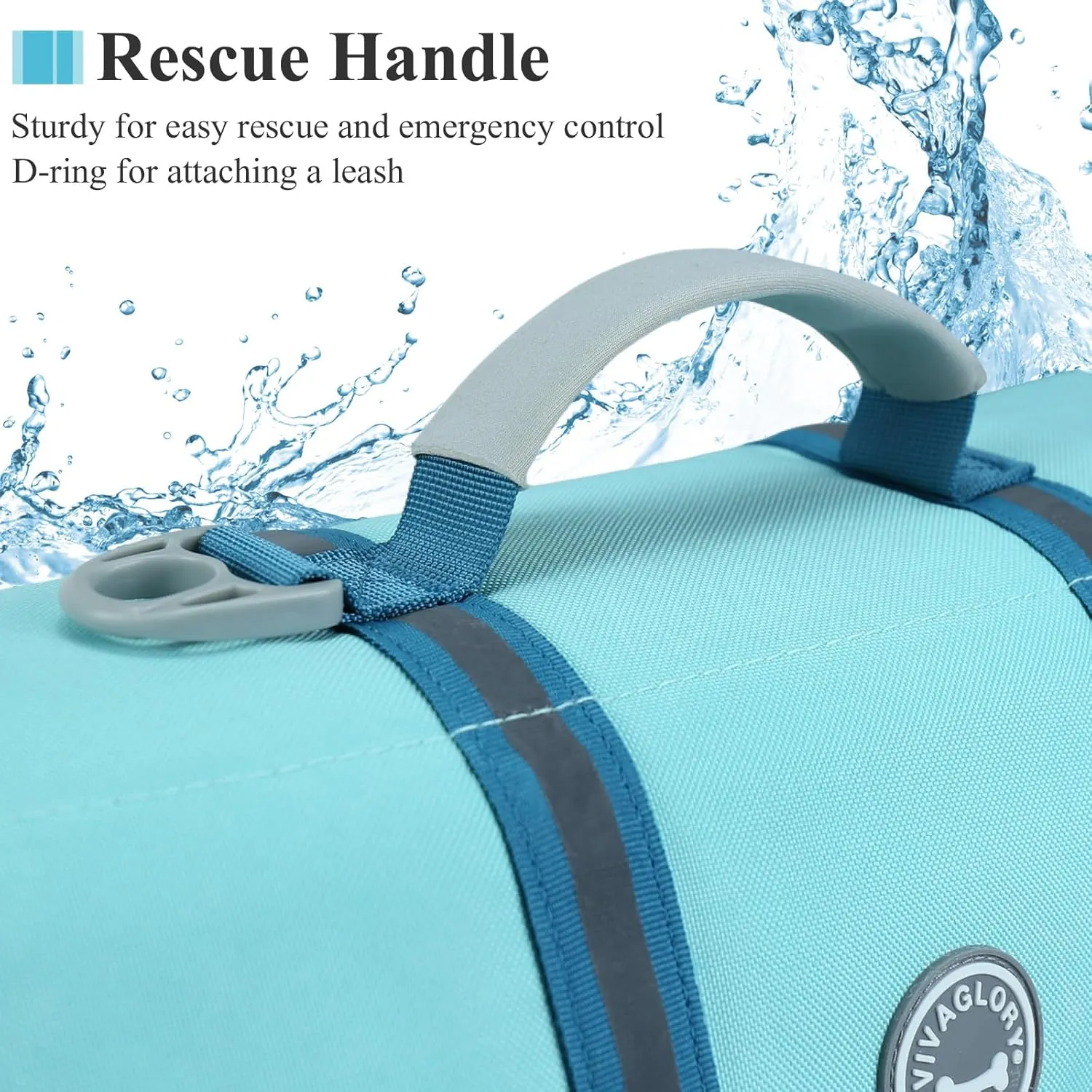 VIVAGLORY Ripstop Dog Life Jacket for Small Medium Large Dogs Boating, Dog Swimming Vest with Enhanced Buoyancy & Visibility, Cyan