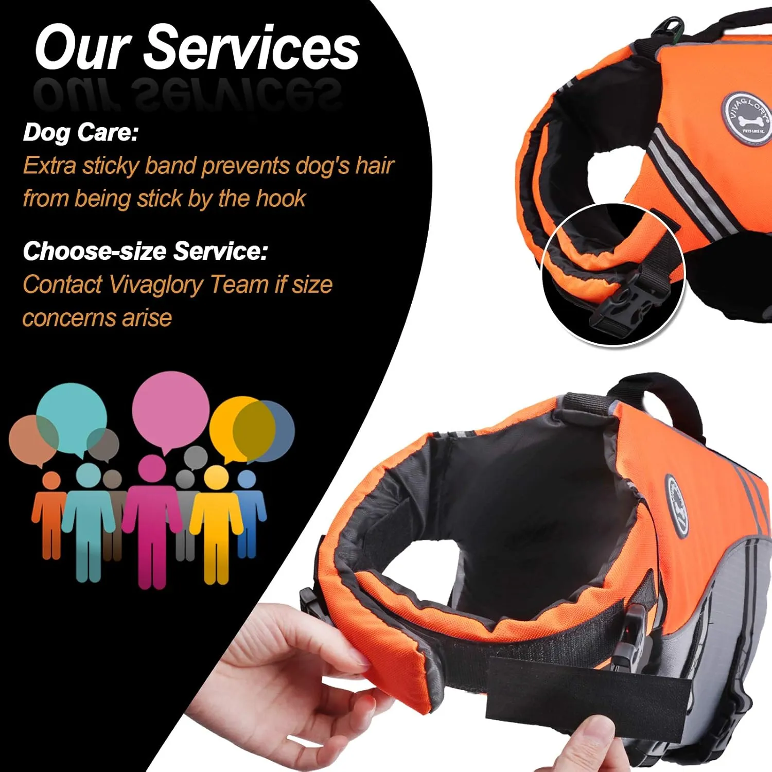 VIVAGLORY Sports Style Dog Life Jacket with Adjustable & Durable, Extra Flotation Swim Life Vest with Secure Fastening System for Medium Dogs, Bright Orange