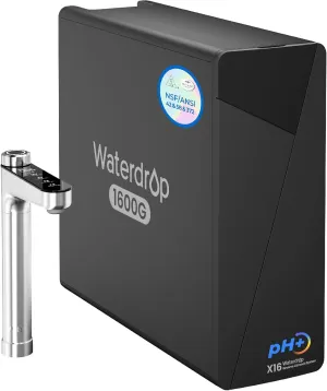 Waterdrop X16-Alkaline Reverse Osmosis Water Filter, NSF/ANSI 42&58&372 Certified, 1600 GPD RO System, 11-Stage Filtration, UnderSink, 3:1 Pure to Drain, Alkaline Mineral pH , Stainless Steel Faucet