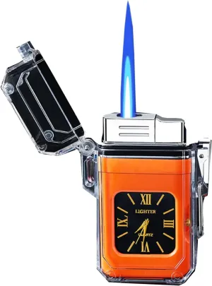 Waterproof Lighter, Windproof Lighter, Butane Blue Flame Lighter, Outdoor Lighter, Men's Gift(Orange)