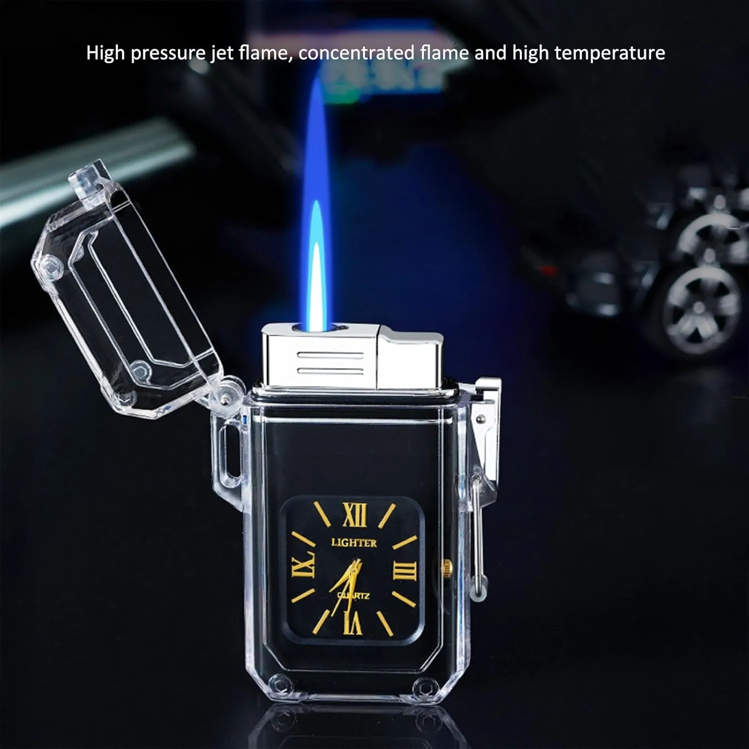 Waterproof Lighter, Windproof Lighter, Butane Blue Flame Lighter, Outdoor Lighter, Men's Gift(Orange)