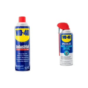 WD-40 Multi-Use Product, Industrial Size, 16 OZ & WD-40 Specialist Protective White Lithium Grease Spray with Smart Straw Sprays 2 Ways, 10 OZ