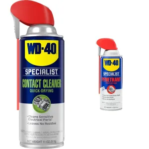 WD-40 Specialist Contact Cleaner Spray, 11 oz. & Specialist Penetrant with SMART STRAW SPRAYS 2 WAYS, 11 OZ