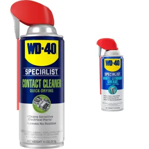 WD-40 Specialist Contact Cleaner Spray, 11 oz. & Specialist White Lithium Grease Spray with SMART STRAW SPRAYS 2 WAYS, 10 OZ