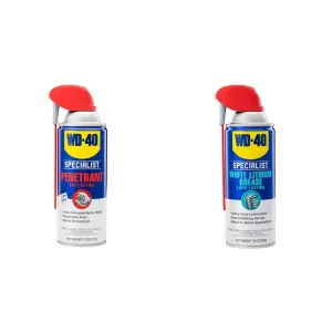 WD-40 Specialist Penetrant with SMART STRAW SPRAYS 2 WAYS, 11 OZ & WD-40 Specialist White Lithium Grease Spray with SMART STRAW SPRAYS 2 WAYS, 10 OZ