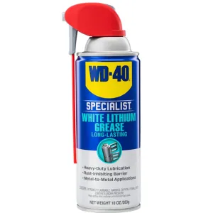 WD-40 Specialist Protective White Lithium Grease Spray with SMART STRAW SPRAYS 2 WAYS, 10 OZ , [1-Pack] (30002)