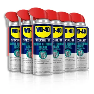 WD-40 Specialist White Lithium Grease Spray with SMART STRAW SPRAYS 2 WAYS, 10 OZ [6-Pack]