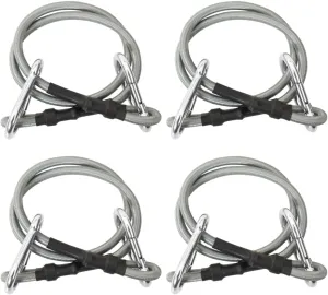 Weather-Resistant Ropes with Carabiner Set for Outdoor Use, Black and Silver, 4 Pieces