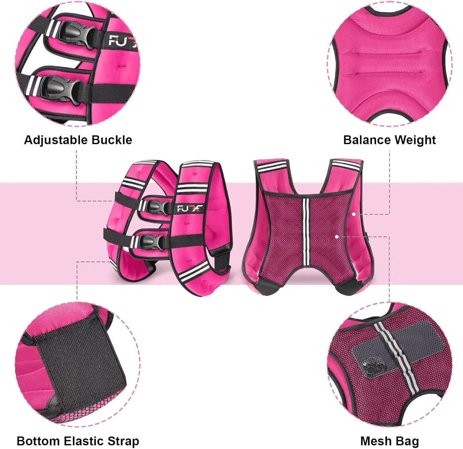 Weighted Vest 5lb/10lb/15lb/20lb/25lb/30lb Weights with Reflective Stripe, Weighted Vest for Men Women Strength Training Running Walking Jogging