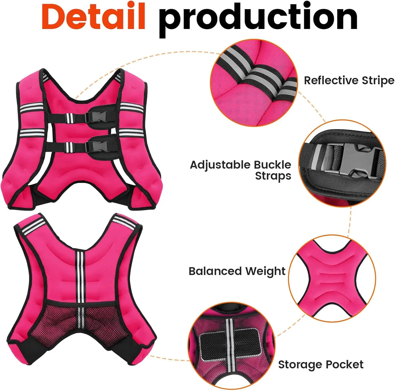 Weighted Vest, 6lb/8lb/12lb/16lb/20lb/25lb/30lb Weight Vest for Men Women, Body Weight Vests Adjustable with Reflective Stripe for Strength Training, Running, Training Workout, Jogging, Walking