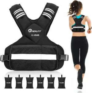 Weighted Vest for Women and Men, 5-10lb/11-20lb/20-32lb Adjustable Weighted Vest with Reflective Strip, Body Weight Vest for Walking, Running, Fitness, Strength Training