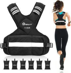 Weighted Vest for Women and Men, 5-10lb/11-20lb/20-32lb Adjustable Weighted Vest with Reflective Strip, Body Weight Vest for Walking, Running, Fitness, Strength Training
