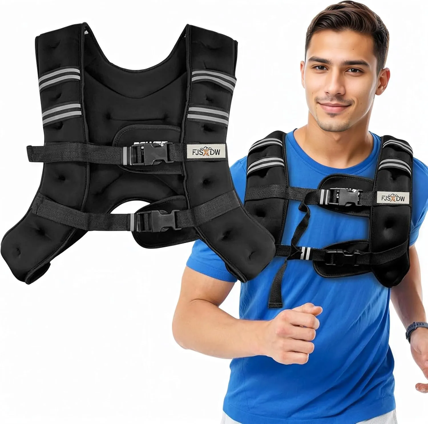 Weighted Vest Weighed Vest Women Men Kids, 8lb/12lb/16lb/19lb Body Weight Vest with Reflective Stripe, Adjustable Weighted Vest for Strength Training, Running, Walking, Workout, Jogging