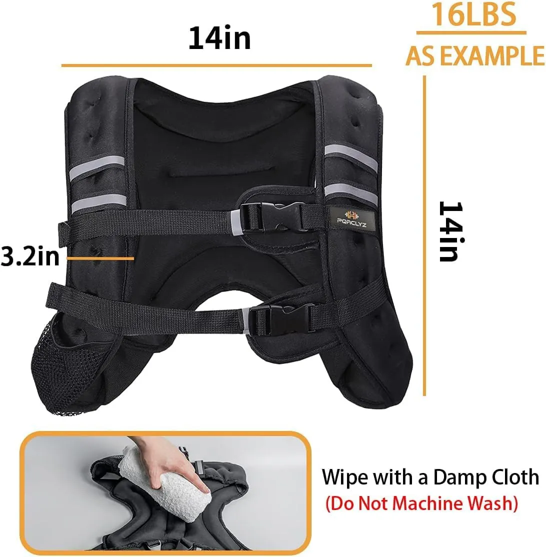 Weighted Vest Weighed Vest Women Men Kids, 8lb/12lb/16lb/20lb Body Weight Vest with Reflective Stripe, Adjustable Weighted Vest for Strength Training, Running, Walking, Workout, Jogging
