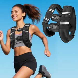 Weighted Vest with Two Adjustment Straps for Men Women, 8lbs/12lbs/16lbs/20lbs Weight Vest with Reflective Stripes for Workout, Strength Training, Running, Fitness, Muscle Building, Weight Loss