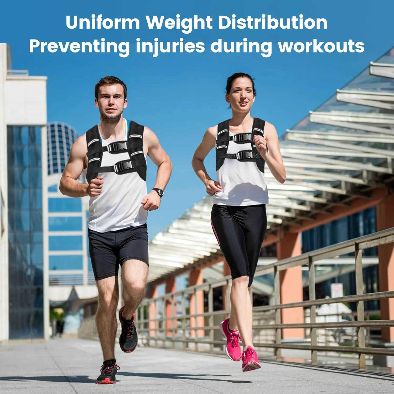 Weighted Vest with Two Adjustment Straps for Men Women, 8lbs/12lbs/16lbs/20lbs Weight Vest with Reflective Stripes for Workout, Strength Training, Running, Fitness, Muscle Building, Weight Loss