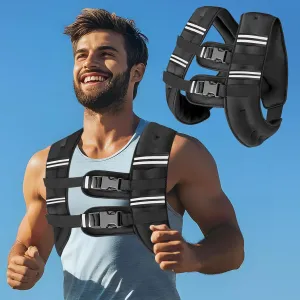 Weighted Vest with Two Adjustment Straps for Men Women, 8lbs/12lbs/16lbs/20lbs Weight Vest with Reflective Stripes for Workout, Strength Training, Running, Fitness, Muscle Building, Weight Loss