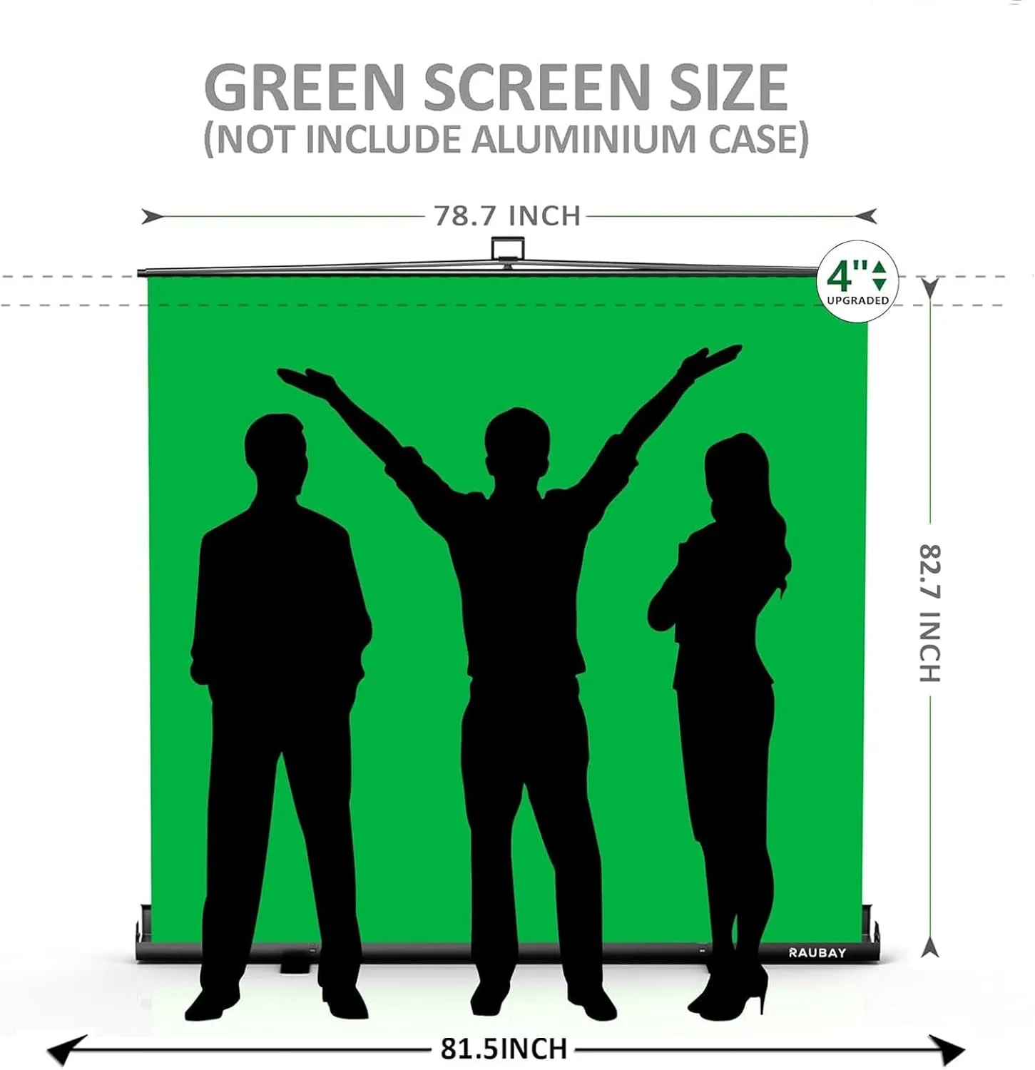【Wider Style】 RAUBAY 78.7 x 82.7in Large Collapsible Green Screen Backdrop Portable Retractable Chroma Key Panel Photo Background with Stand for Video Conference, Photographic Studio, Streaming
