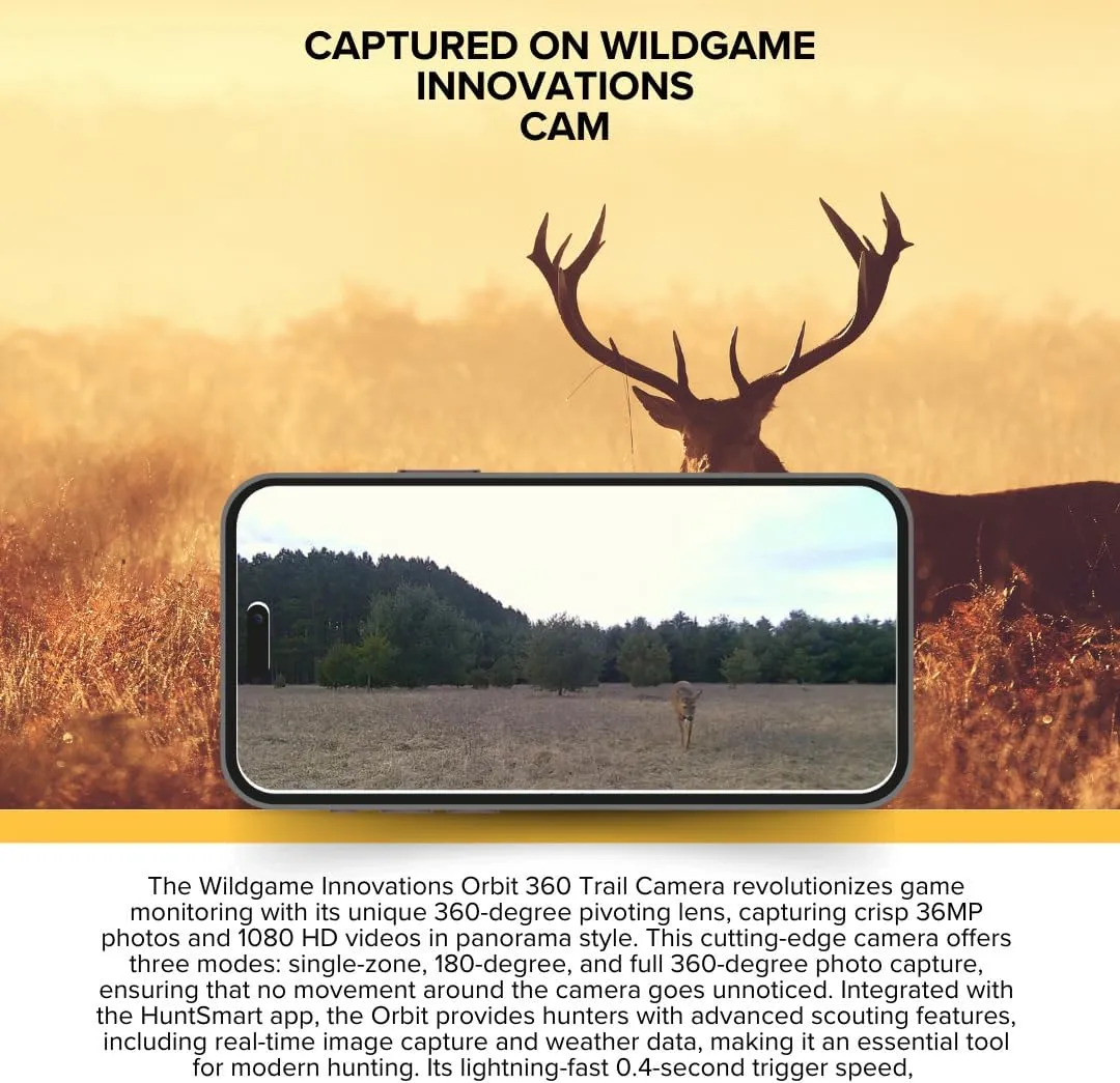 Wildgame Innovations Orbit 360-Degree 36MP Trail Camera Bundle with 32GB 100MBPS Memory Card and Card Reader