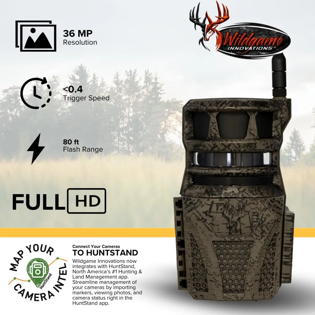 Wildgame Innovations Orbit 360-Degree 36MP Trail Camera Bundle with 32GB 100MBPS Memory Card and Card Reader