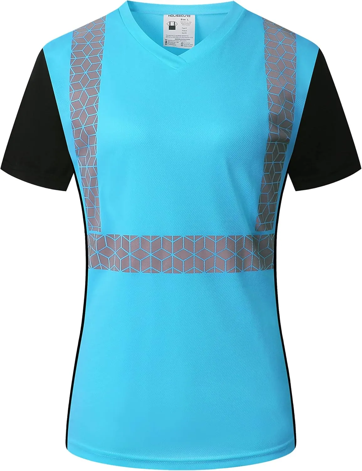 Women Safety Shirt,High Reflective T Shirt for Woman with Unusual Reflective Pattern,Short Sleeve Breathable