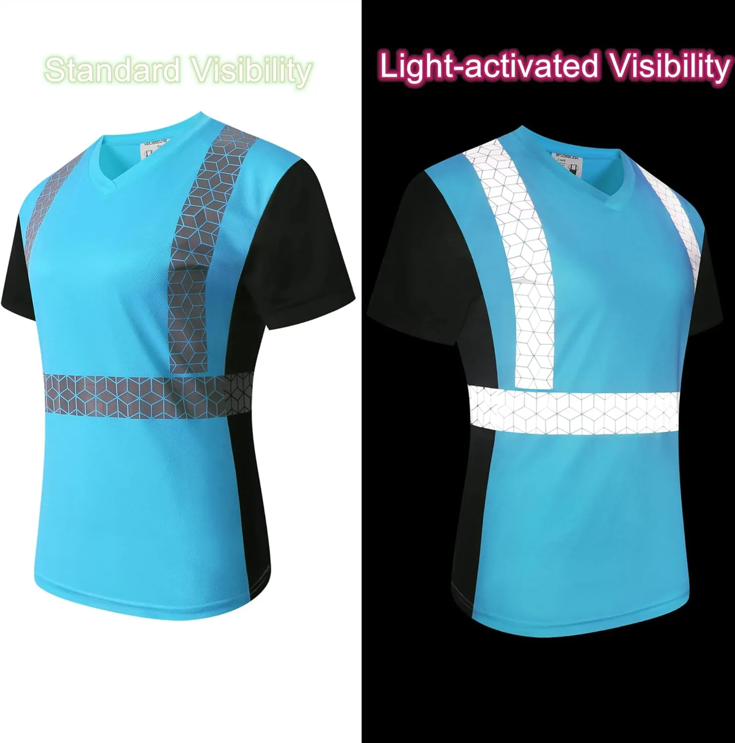Women Safety Shirt,High Reflective T Shirt for Woman with Unusual Reflective Pattern,Short Sleeve Breathable