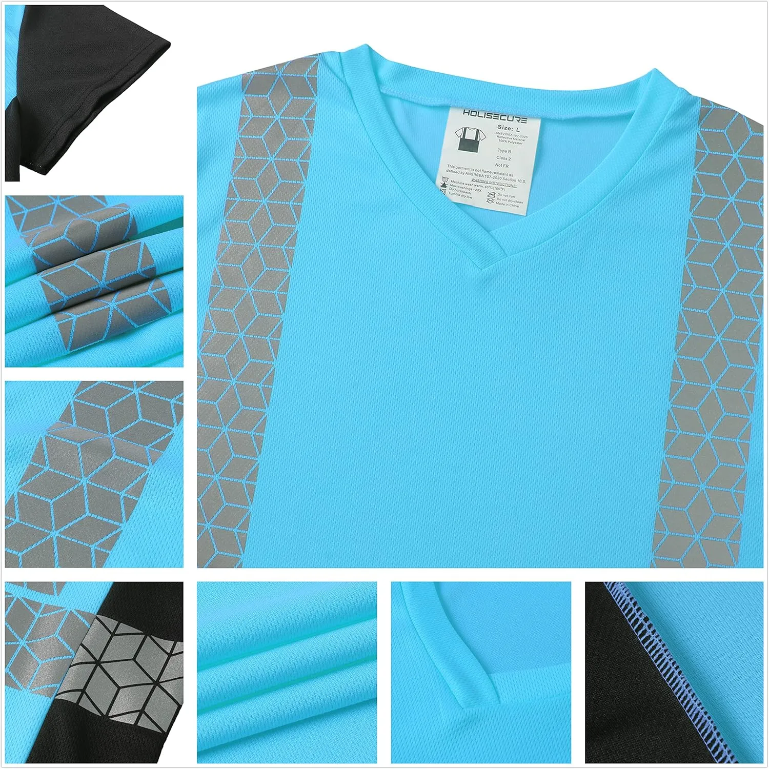 Women Safety Shirt,High Reflective T Shirt for Woman with Unusual Reflective Pattern,Short Sleeve Breathable