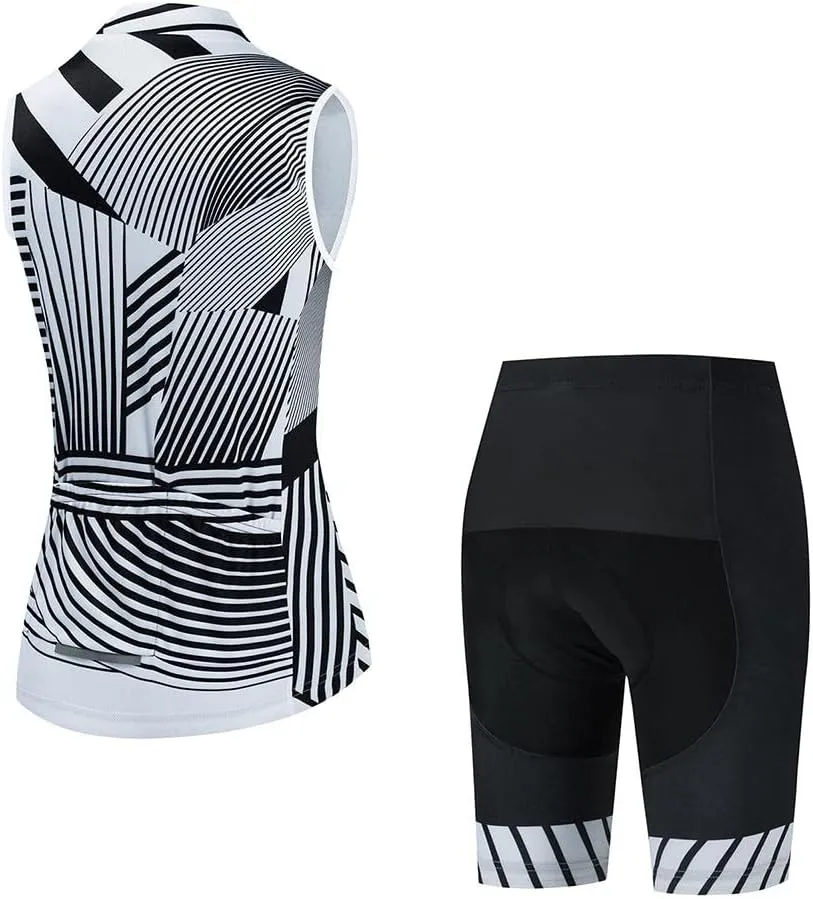 Women's Cycling Jersey Set Sleeveless Bike Shirts Cycling Vest Shorts Bicycle Clothing Short with Gel Padded