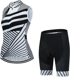 Women's Cycling Jersey Set Sleeveless Bike Shirts Cycling Vest Shorts Bicycle Clothing Short with Gel Padded