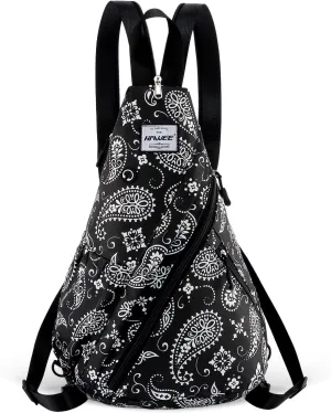 Women's Rope Sling Bag - Convertible Chest Bag & Casual Daypack, Water-Resistant Crossbody Backpack for Travel, Cycling, Hiking, Paisley
