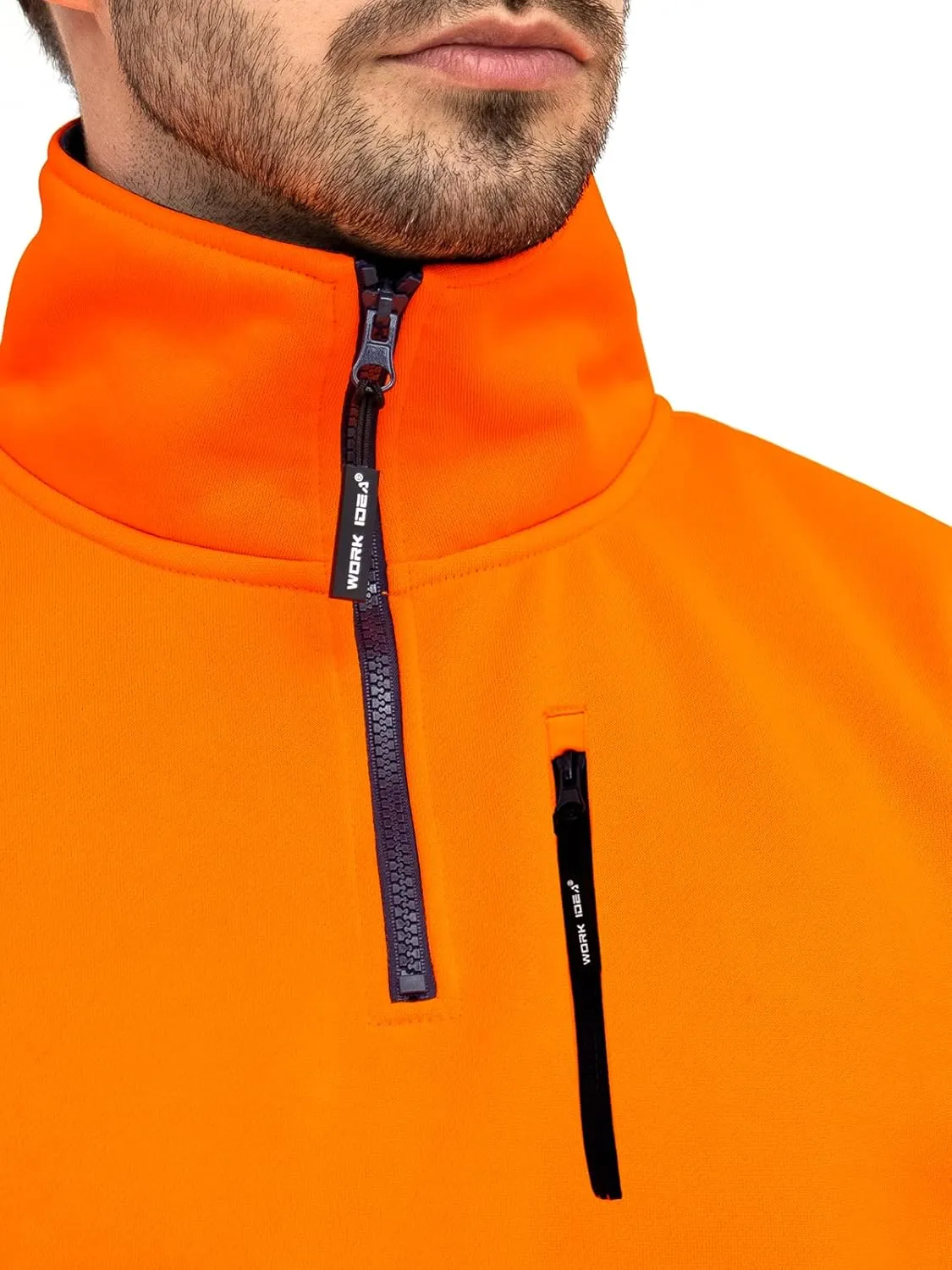 WORK IDEA High Visibility Safety Reflective Sweatshirt for Men ASIN Class 2 Hi Vis 1/4 Zipper Workwear