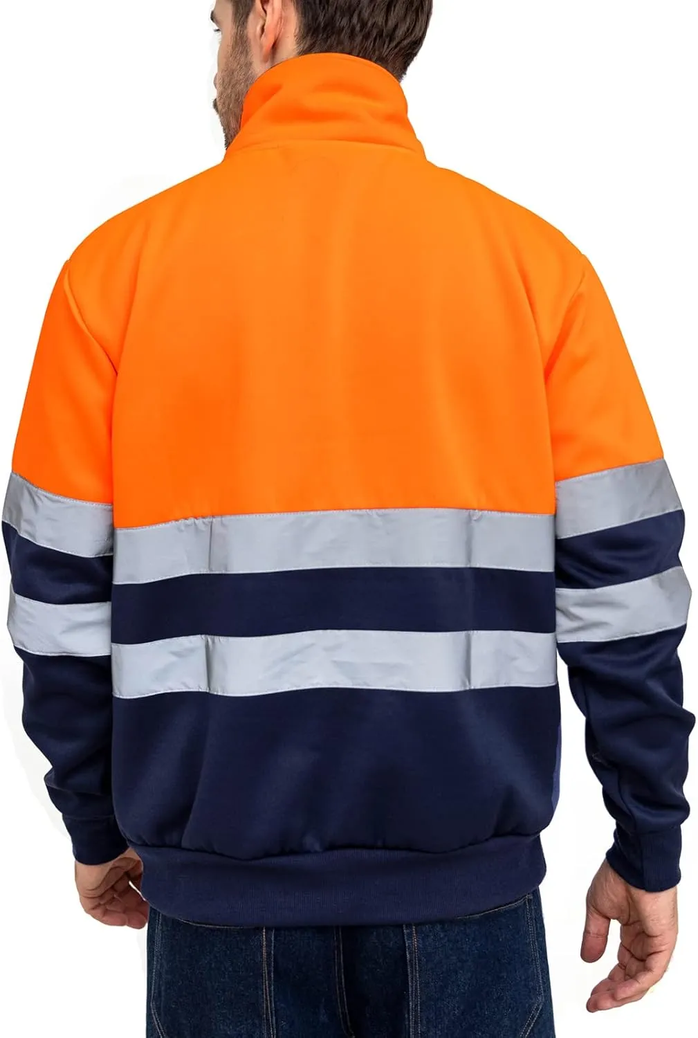 WORK IDEA High Visibility Safety Reflective Sweatshirt for Men ASIN Class 2 Hi Vis 1/4 Zipper Workwear