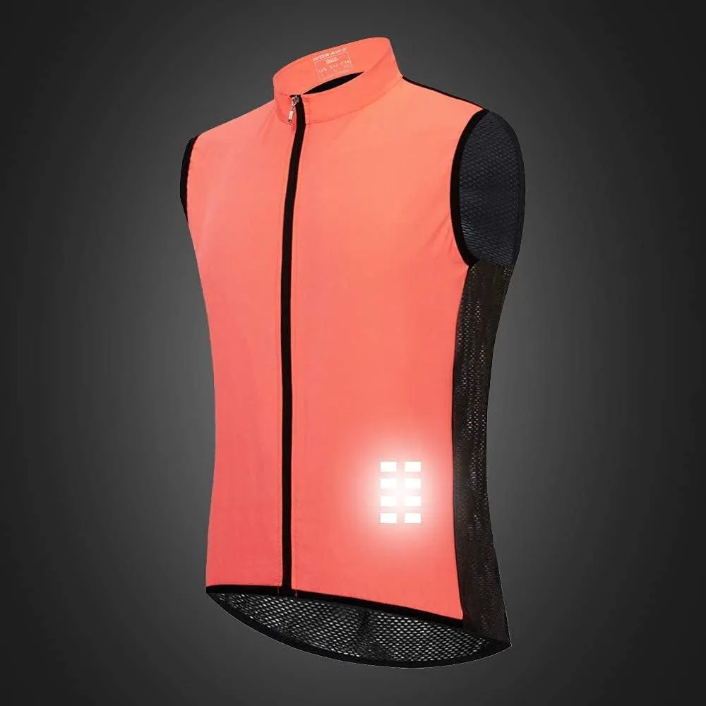 WOSAWE Cycling Vest Running Windbreaker Ssleeveless Safety Shirts Reflective Gilet